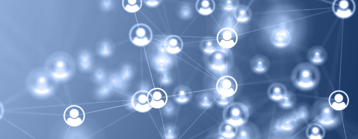 cybersecurity themed banner of connected identity bubbles