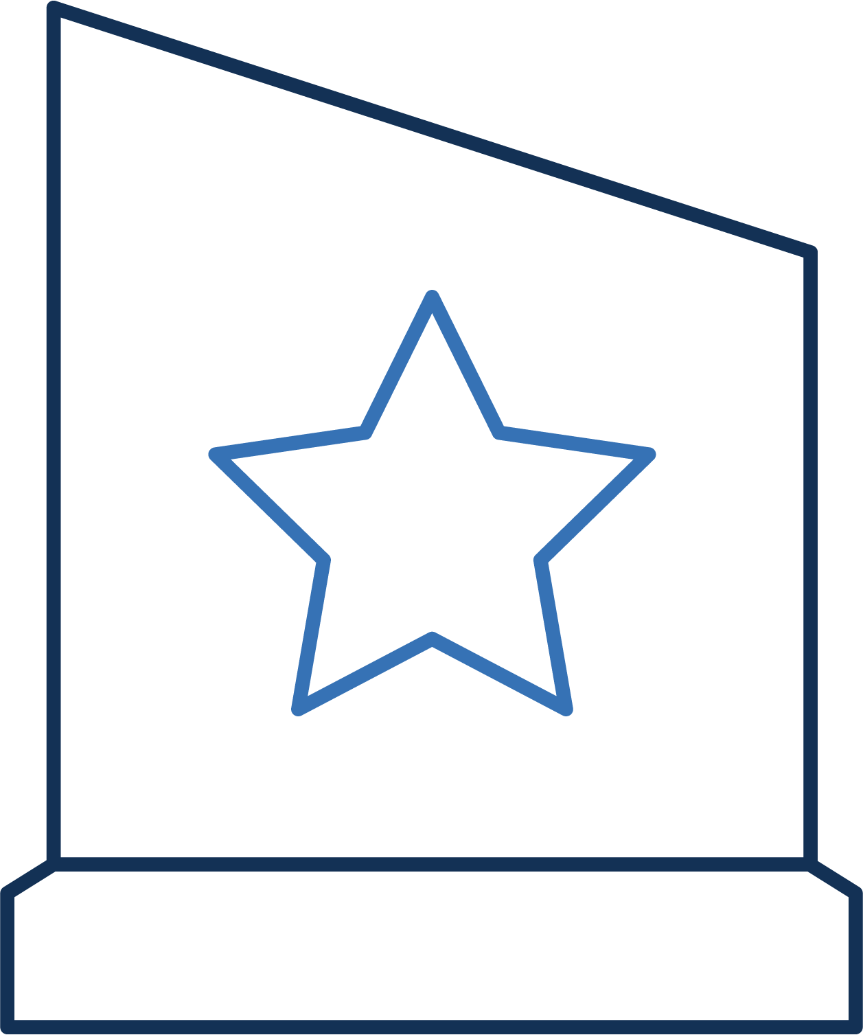 An icon of an physical award with a star inside it, representing award announcements, a type of Ntrepid news.