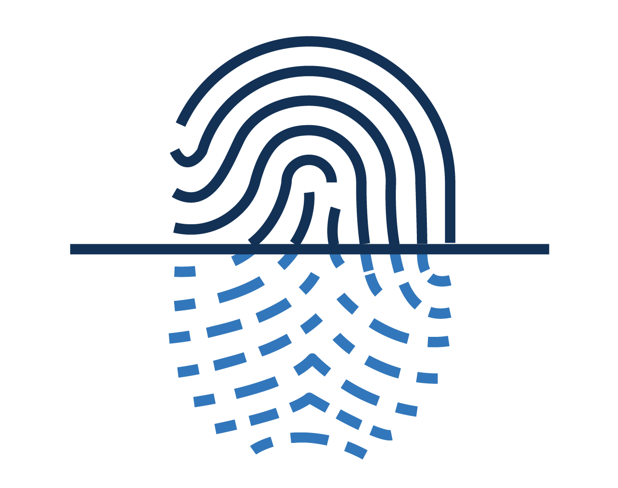 An icon representing digital fingerprinting, a capability of the Nfusion virtual desktop environment.