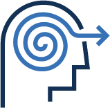 An icon of a brain with a swirl inside it,representing the word self-motivated, a key quality of an Ntrepid team member.