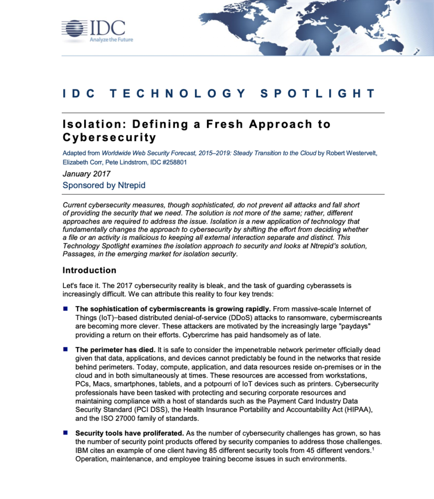 IDC Technology spotlight report on isolated web browser